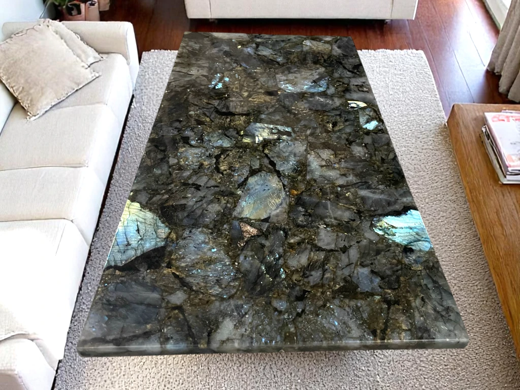  Labradorite Stone Dining Table Top for Conference Room Centerpiece 